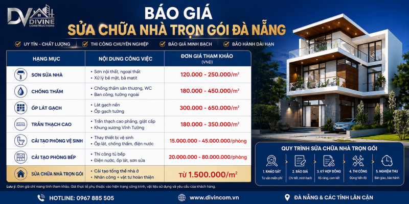 Báo giá sửa chữa nhà Đà Nẵng