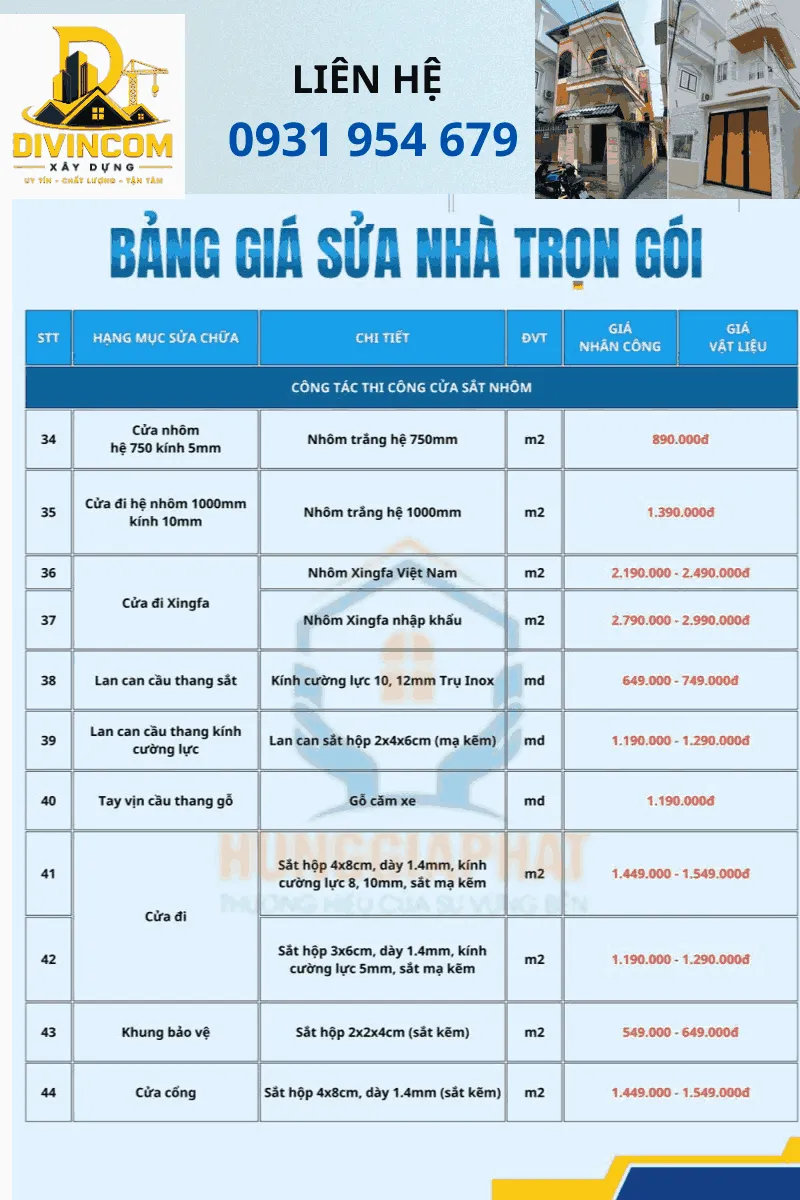 Sửa chữa nhà phố Đà Nẵng bởi DIVINCOM